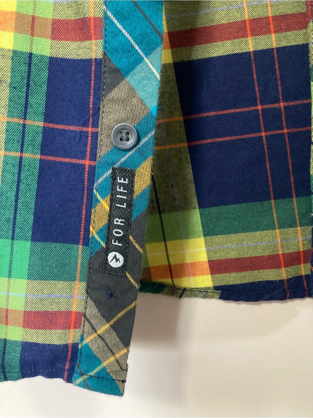 Marmot Men's Navy, Green, & Yellow Plaid Flannel Shirt - Picture 3 of 6